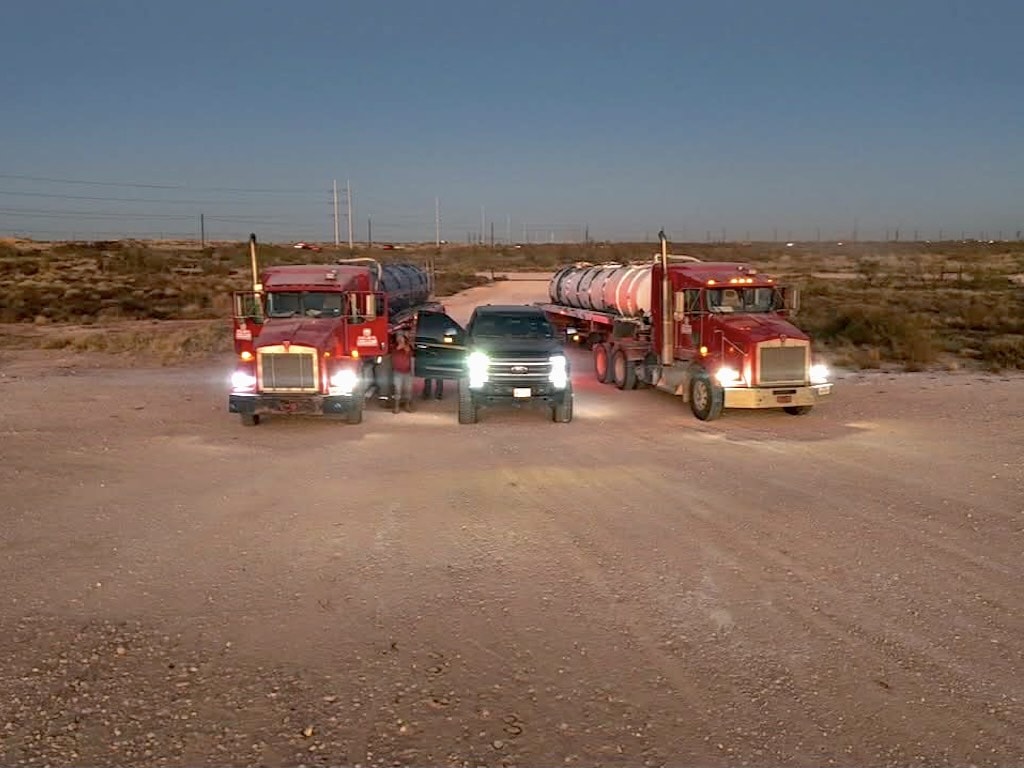 Javelina trucks at dusk
